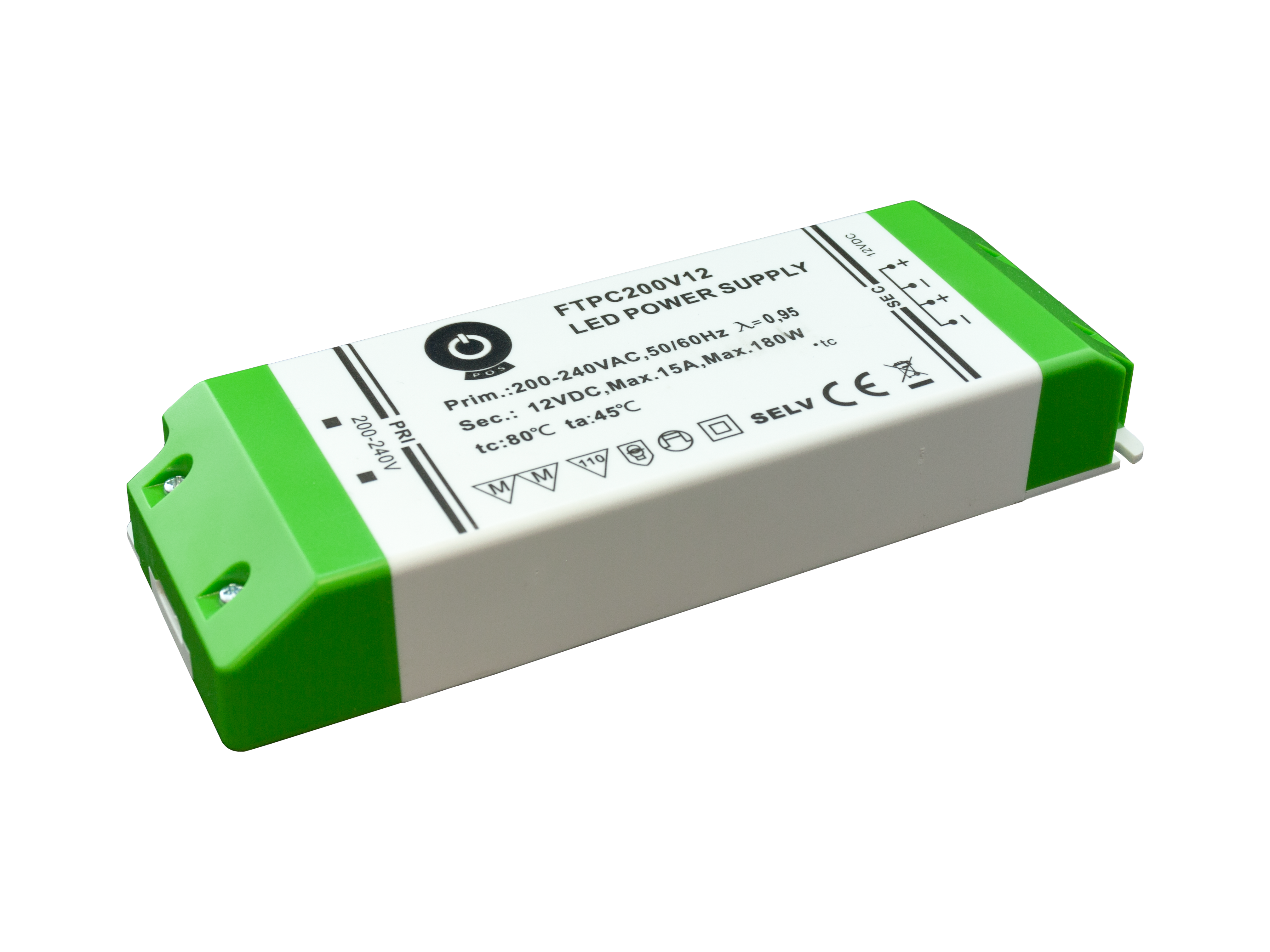 POS LED Driver 12V/15A CV, plastic case