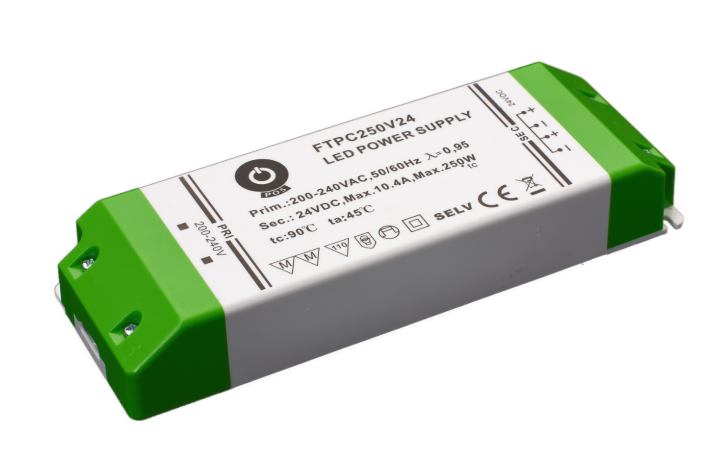 POS LED Driver 24V/10.4A CV, plastic case