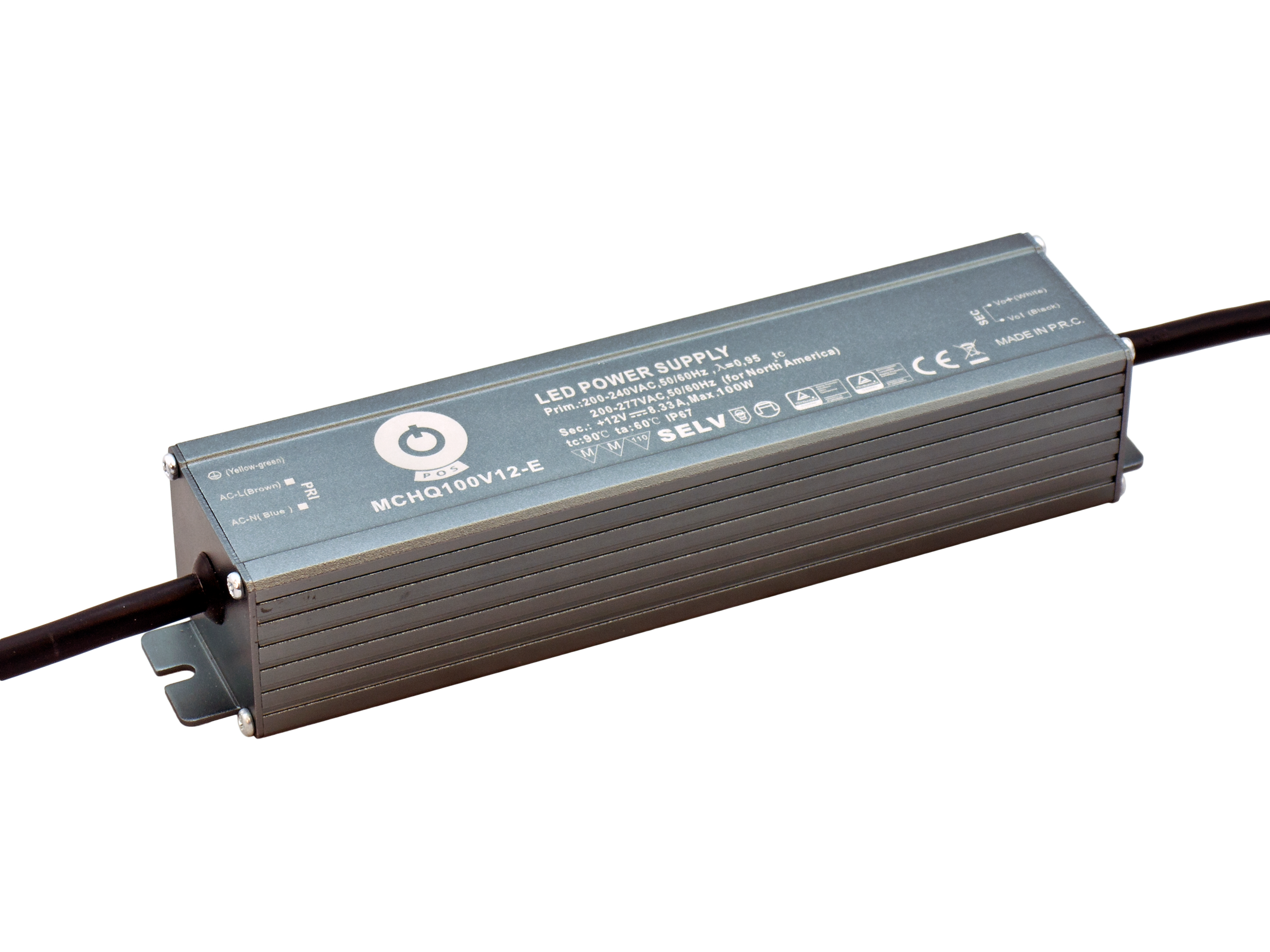 LED Driver 12V/8.33A CV, metal case, PFC, EU Uin range