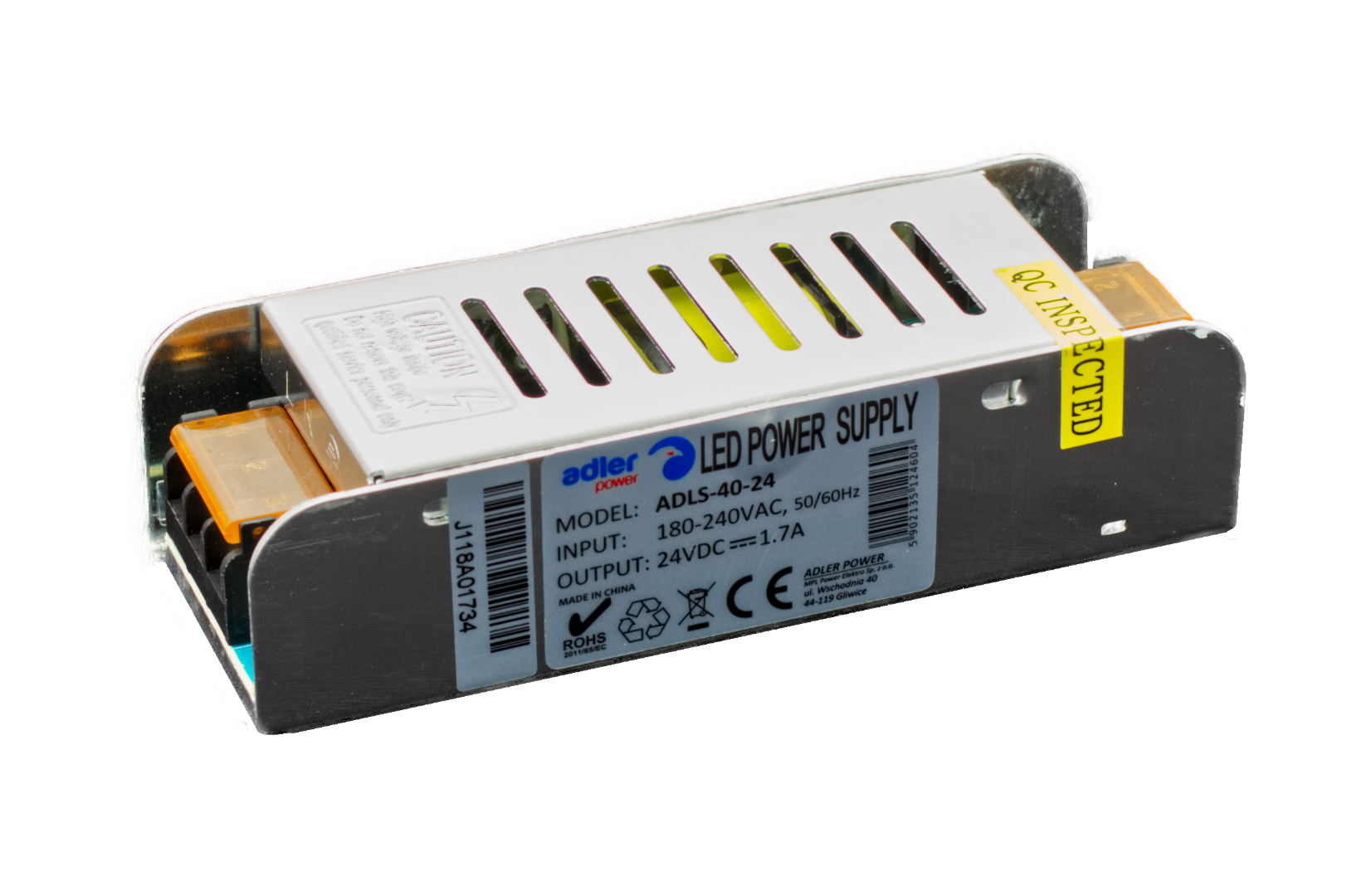 ADLER Slim metal case power supply, 12V/3A