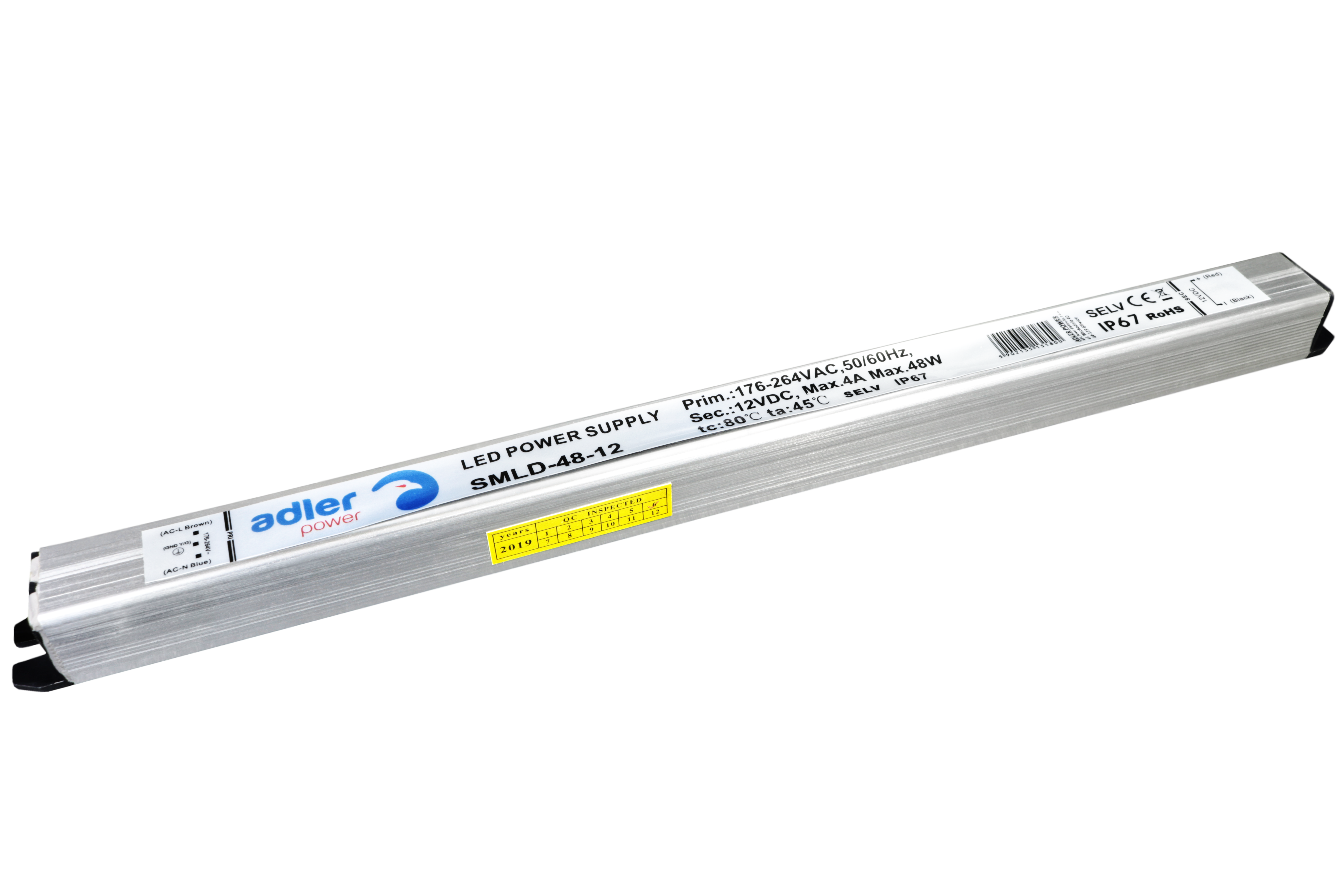 zasilacz 12V/4.0A, slim, CV, IP67, metal case, II class