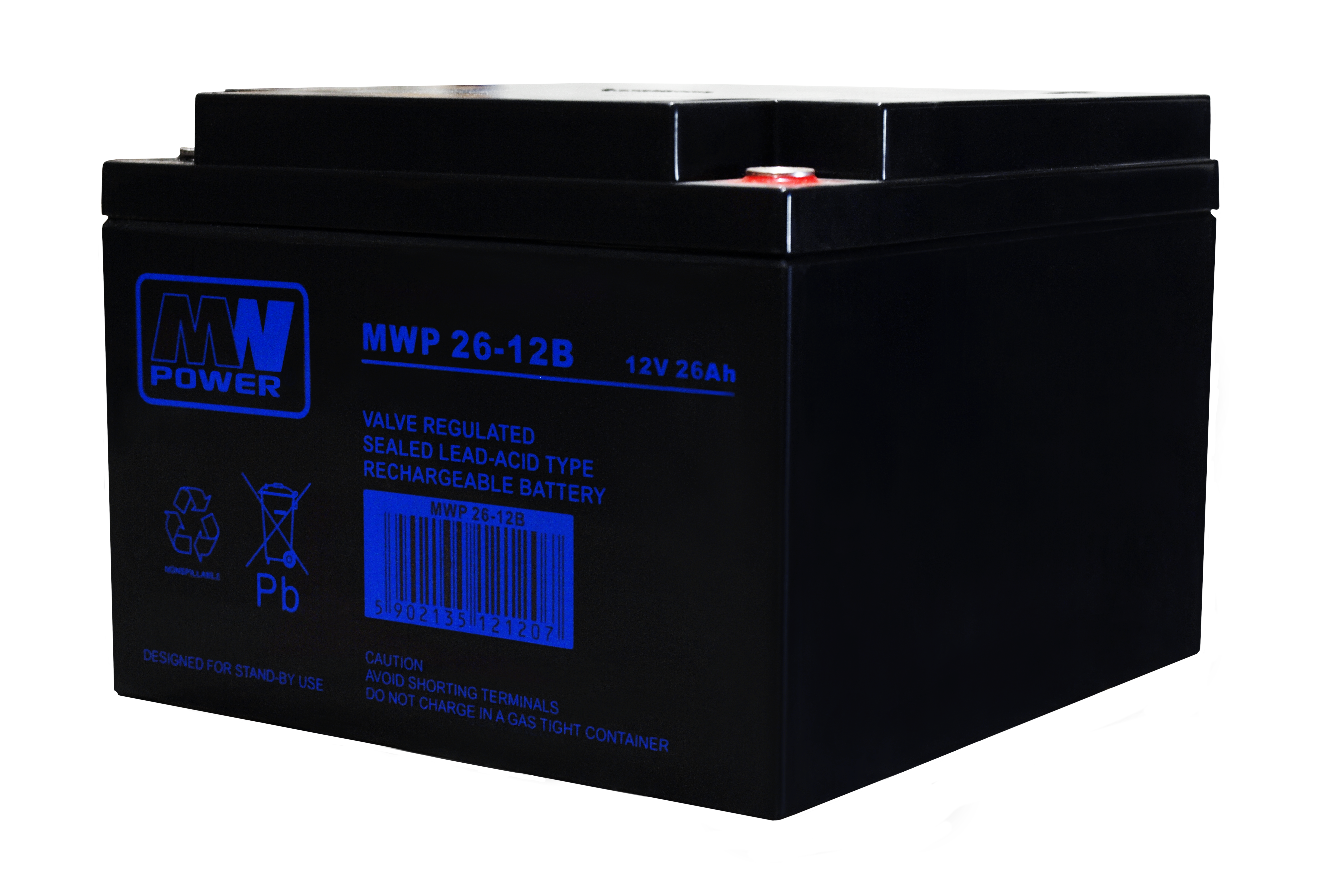 akumulator MWP 26-12B (Long Life, 12V-26Ah, Bolt M5)