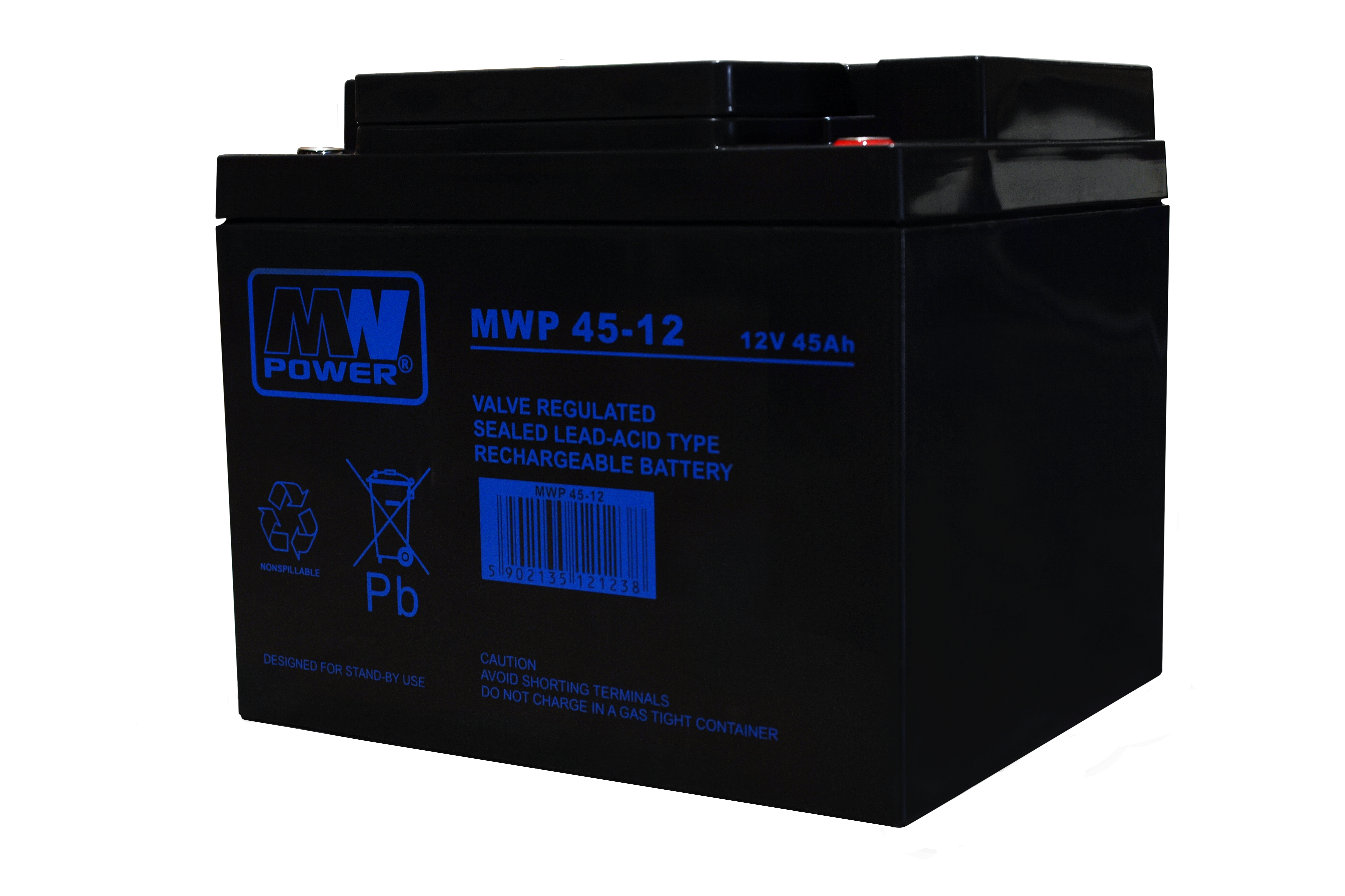 akumulator MWP 45-12 (Long Life, 12V-45Ah, Bolt M6)