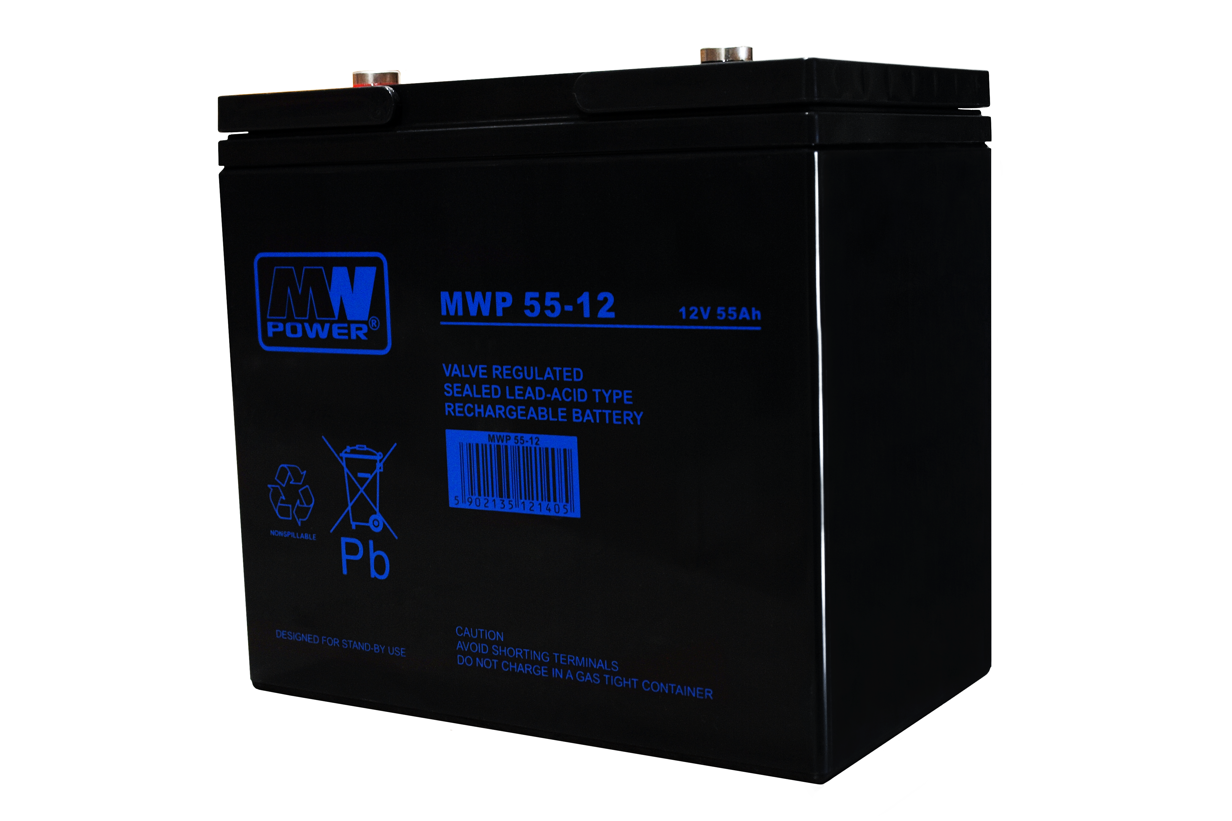 akumulator MWP 55-12 (Long Life, 12V-55Ah, Bolt M6)