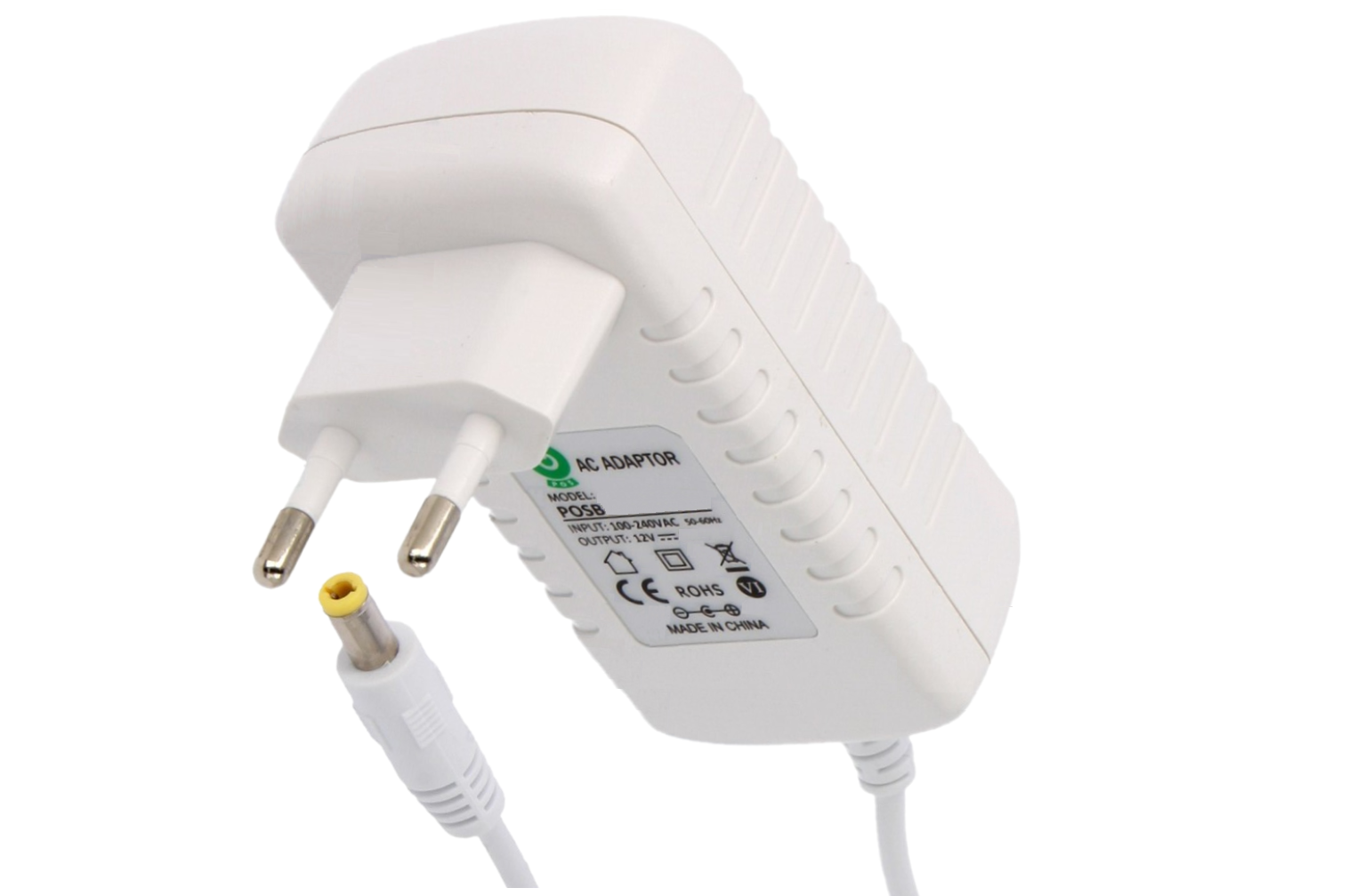Zasilacz impulsowy 12V/2.5A/30W, biały, adapter horyzontalny, gniazdo AC:CEE7/16. wtyk DC:2.1/5.5(+)