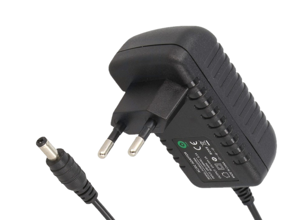 Zasilacz impulsowy 24V/0.5A/12W czarny, adapter horyzontalny, gniazdo AC:CEE7/16. wtyk DC:2.1/5.5(+)