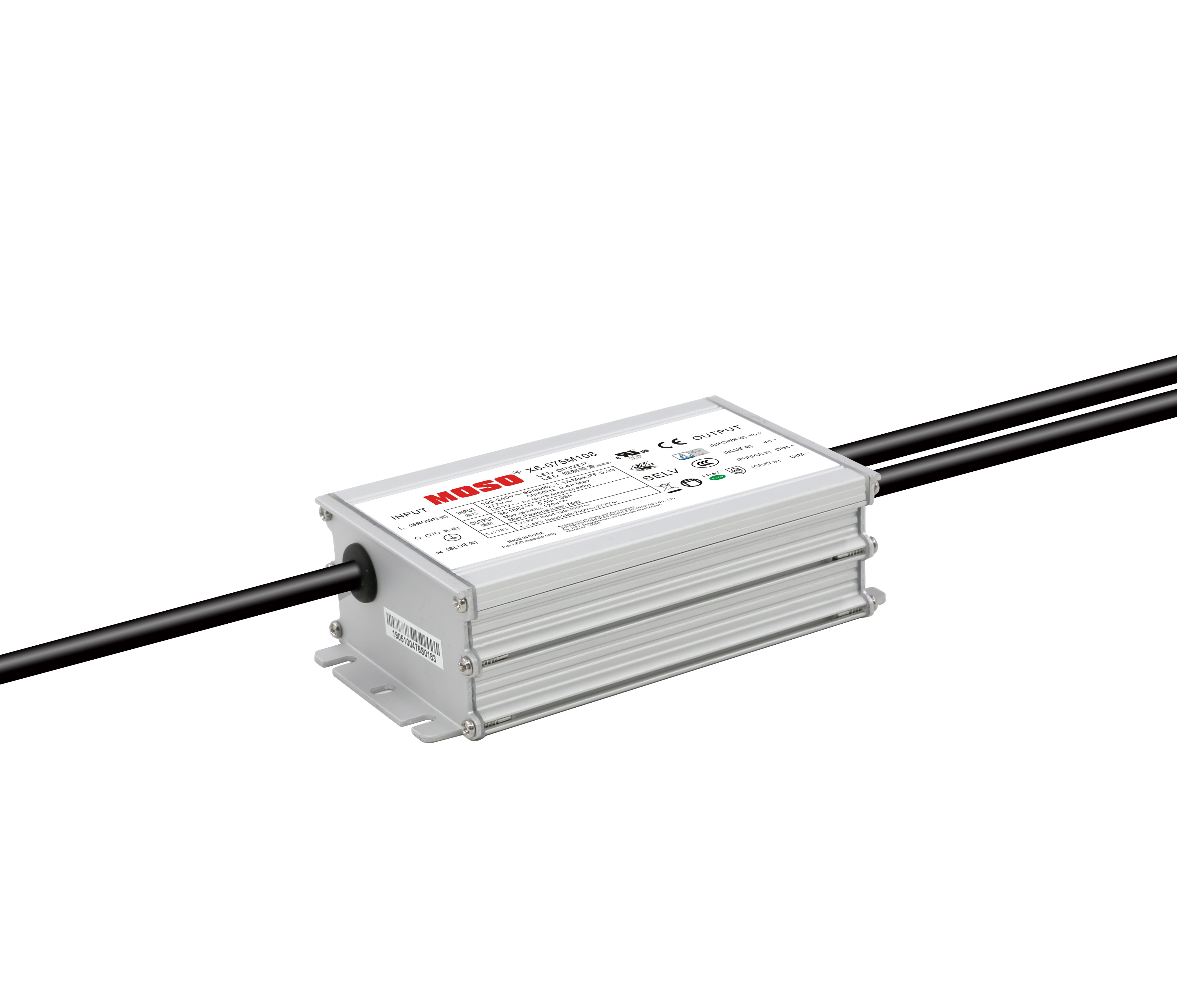 X6-075V108 PSU 75W: 0.53-1.05A/54-108V, CP(0.7-1.05A/71-108V), Iout adj potentiometer,  metal case, rectangular