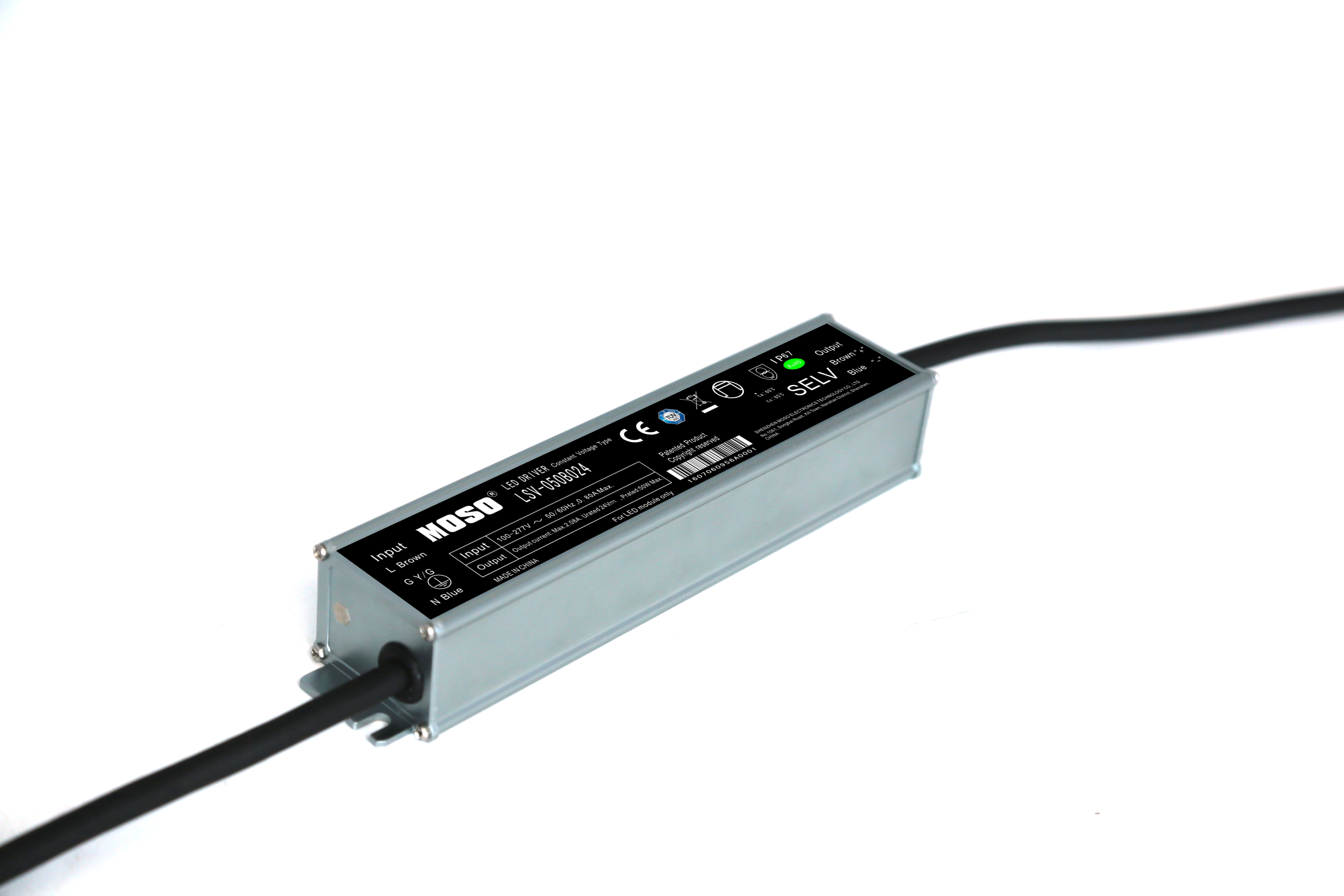 MOSO PSU 50W: 12V/4.19A, CV, metal case, rectangular