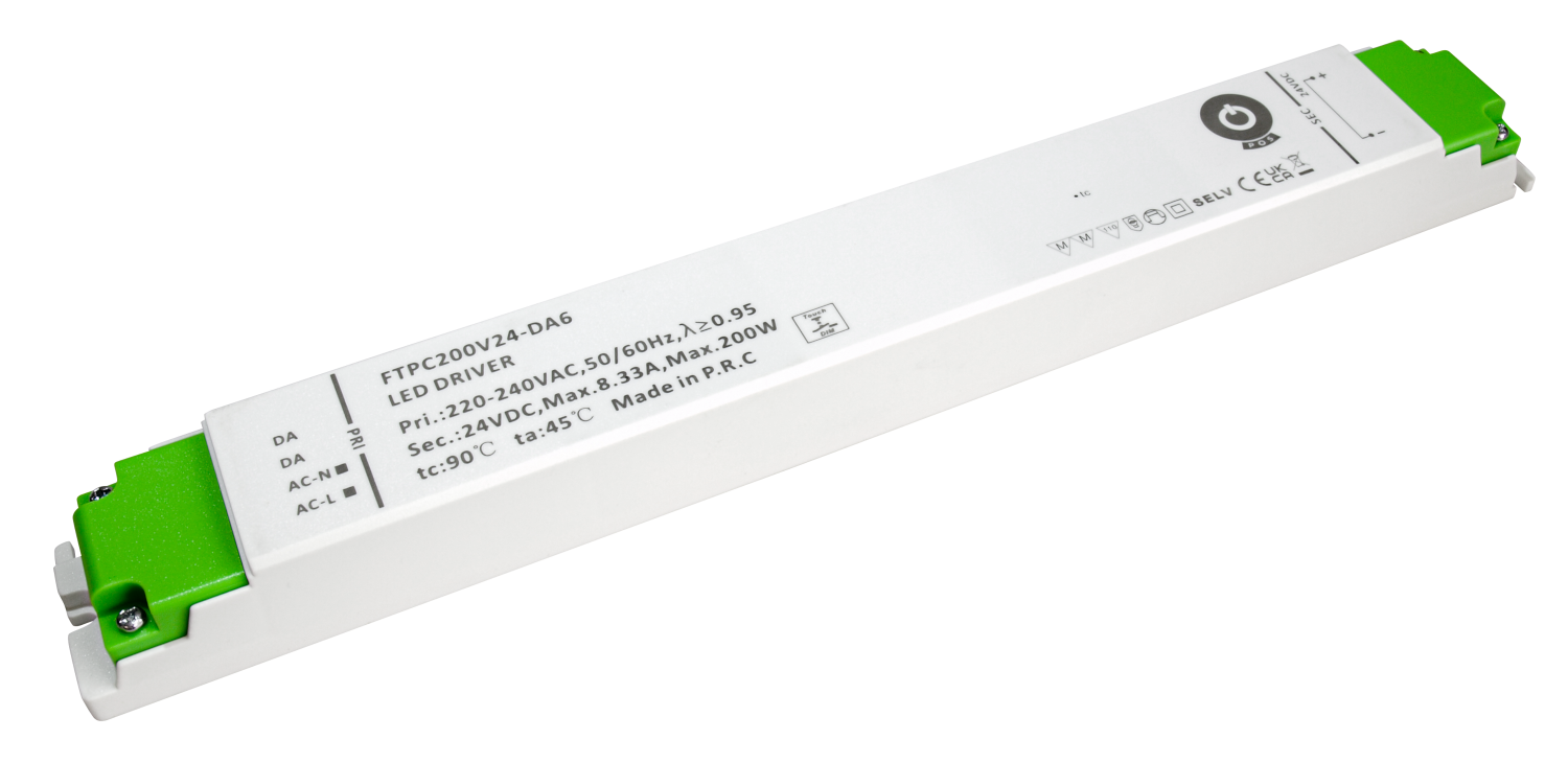 POS LED Driver 24V/8.3A CV DALI Type 6, Push Dimming, plastic case ...