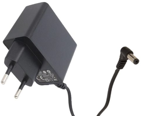POSC09100A-CNL Zásuvný spínaný zdroj 9V/1A/9W s 2,1x5,5mm úhlovou DC zástrčkou, obrácená polarita