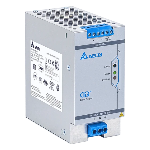 Delta DIN Rail 24V/10A, CLIQ M, High efficiency